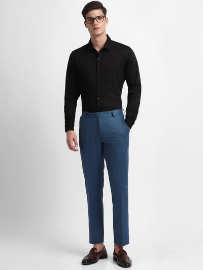 Men's Navy Solid Formal Trousers