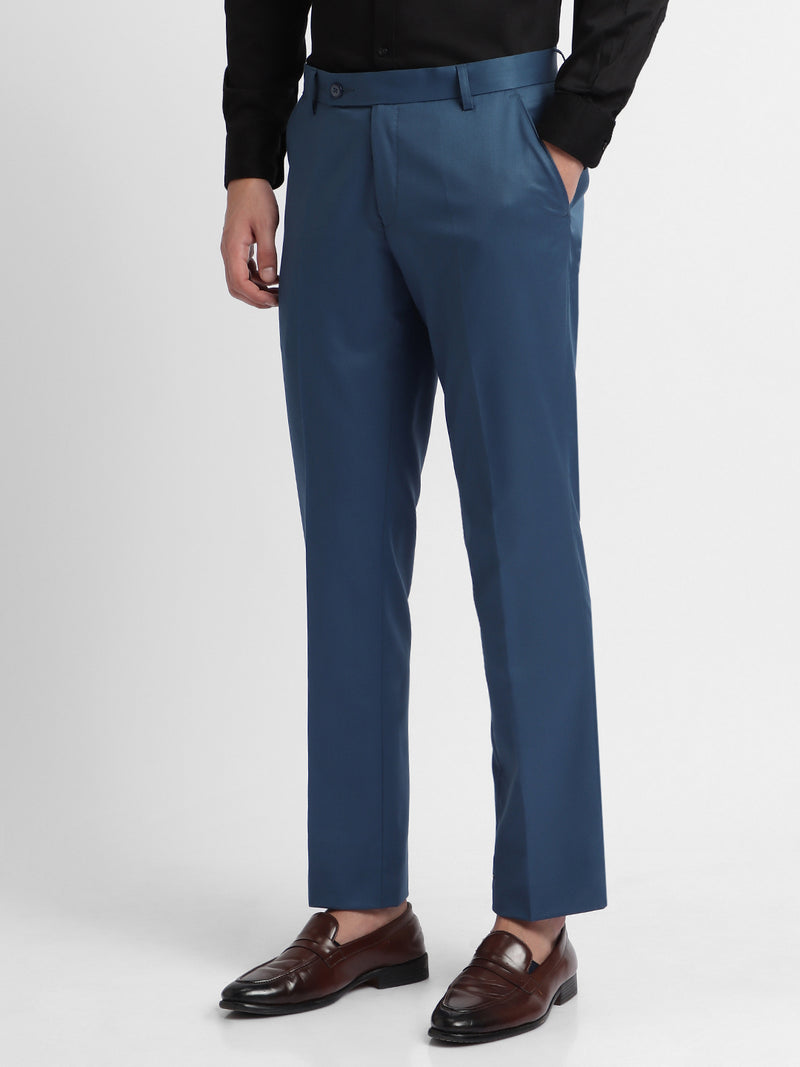 Men's Navy Solid Formal Trousers