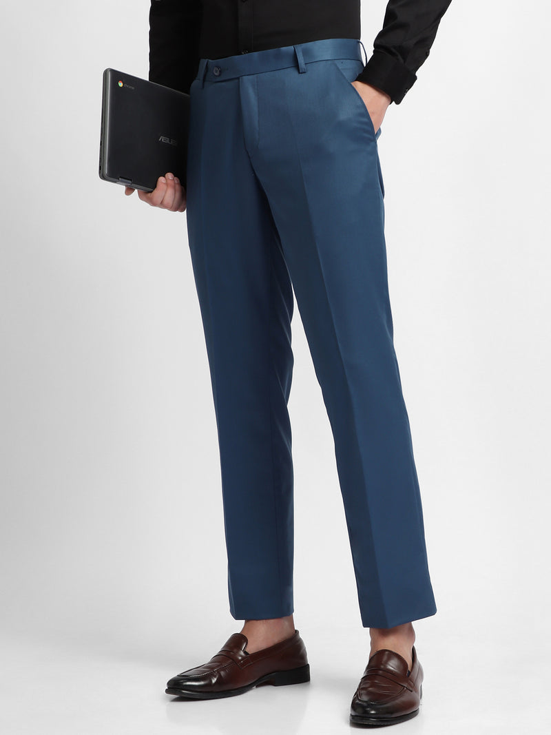 Men's Navy Solid Formal Trousers