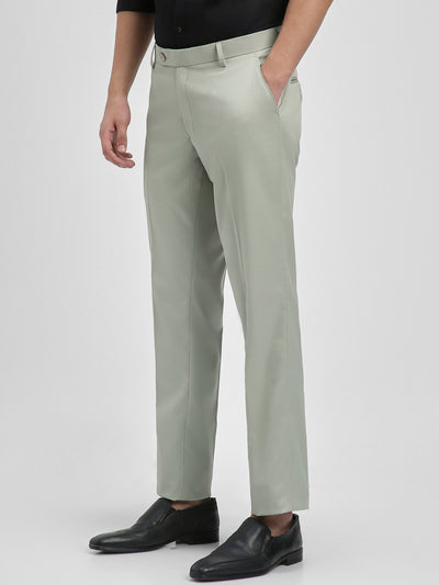 Men's Light Grey Solid Formal Trousers