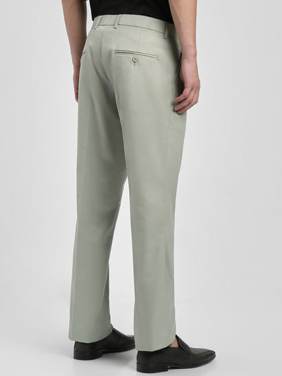 Men's Light Grey Solid Formal Trousers