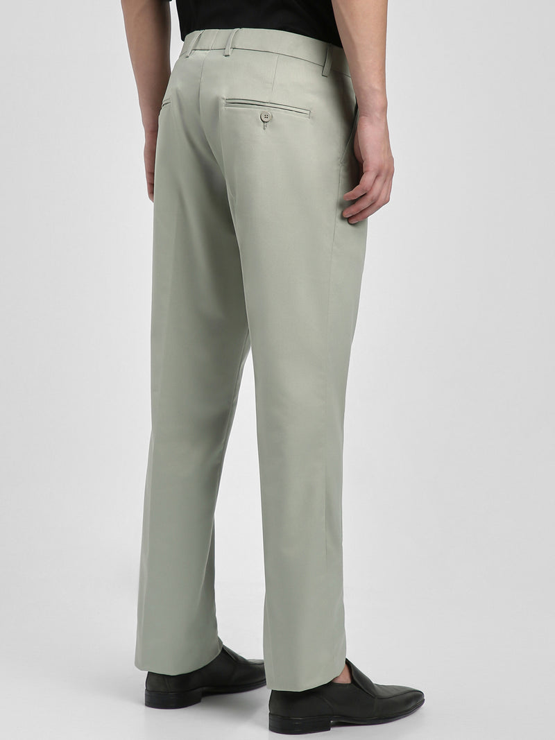 Men's Light Grey Solid Formal Trousers