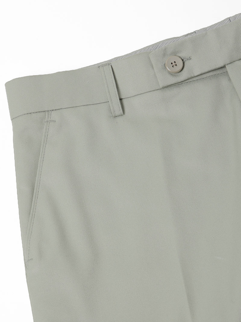 Men's Light Grey Solid Formal Trousers