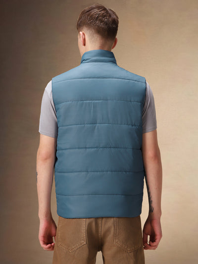 Men's Stand Collar Sleeveless Colourblocked Gilet Jacket