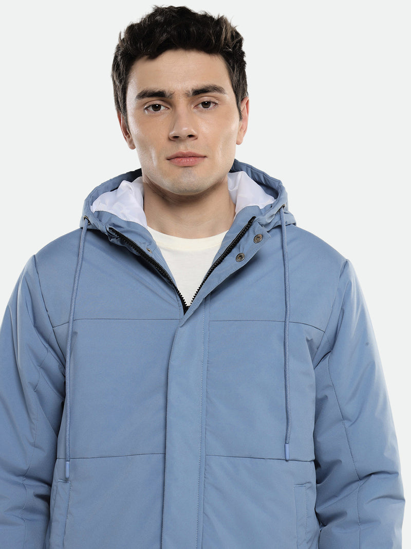 Dennis Lingo Men's Hooded Regular Fit Solid Grey Sky Jackets