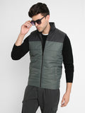 Men's Mock Neck Regular Fit Colourblocked Gilet Jacket