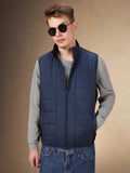 Men's Solid Stand Collar Sleeveless Regular Fit Gilet Jacket