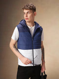 Men's Navy & White Colourblock Hooded Gilet Jacket