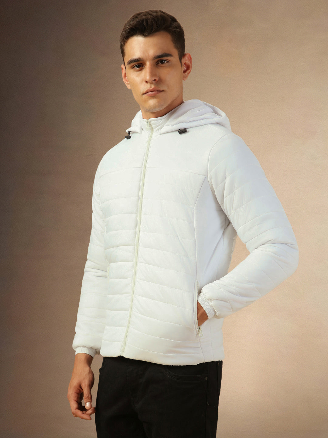 Men's White Full Sleeves Hooded jacket