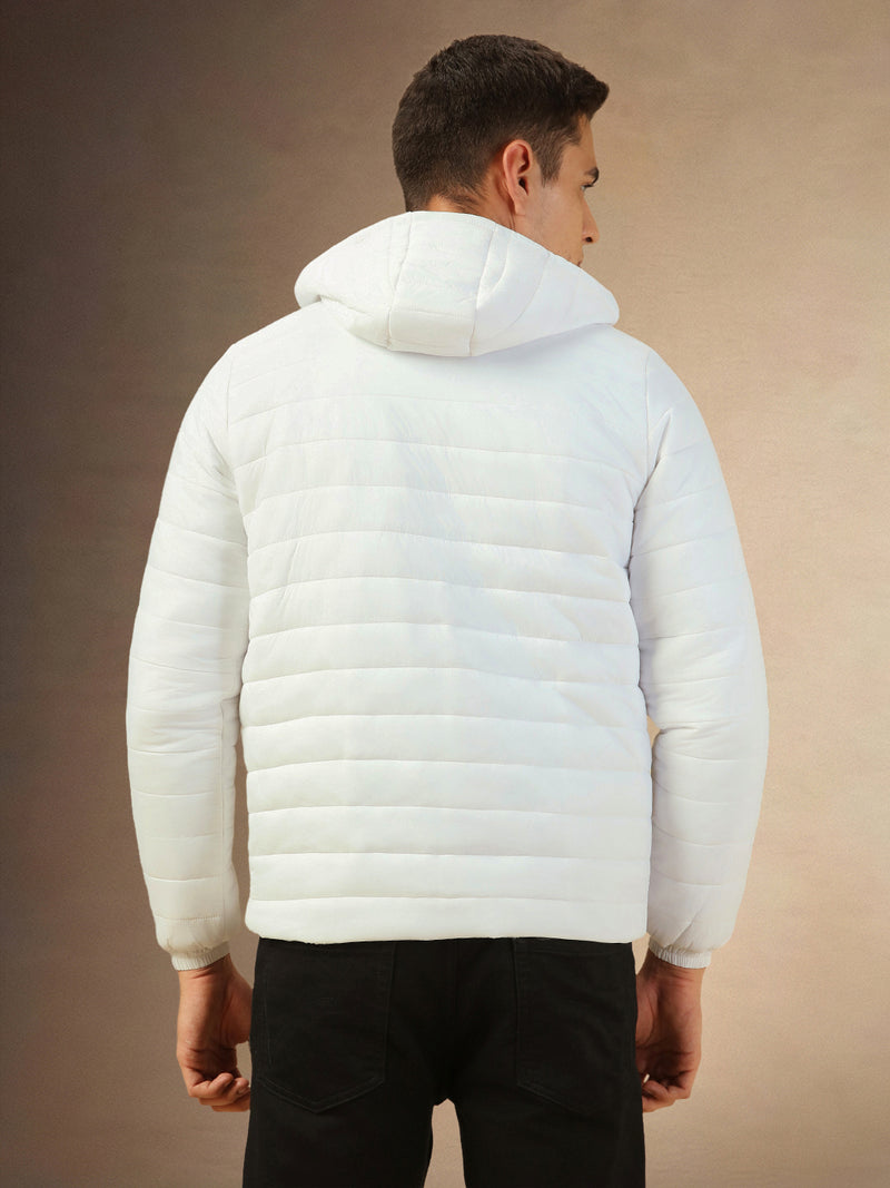 Men's White Full Sleeves Hooded jacket