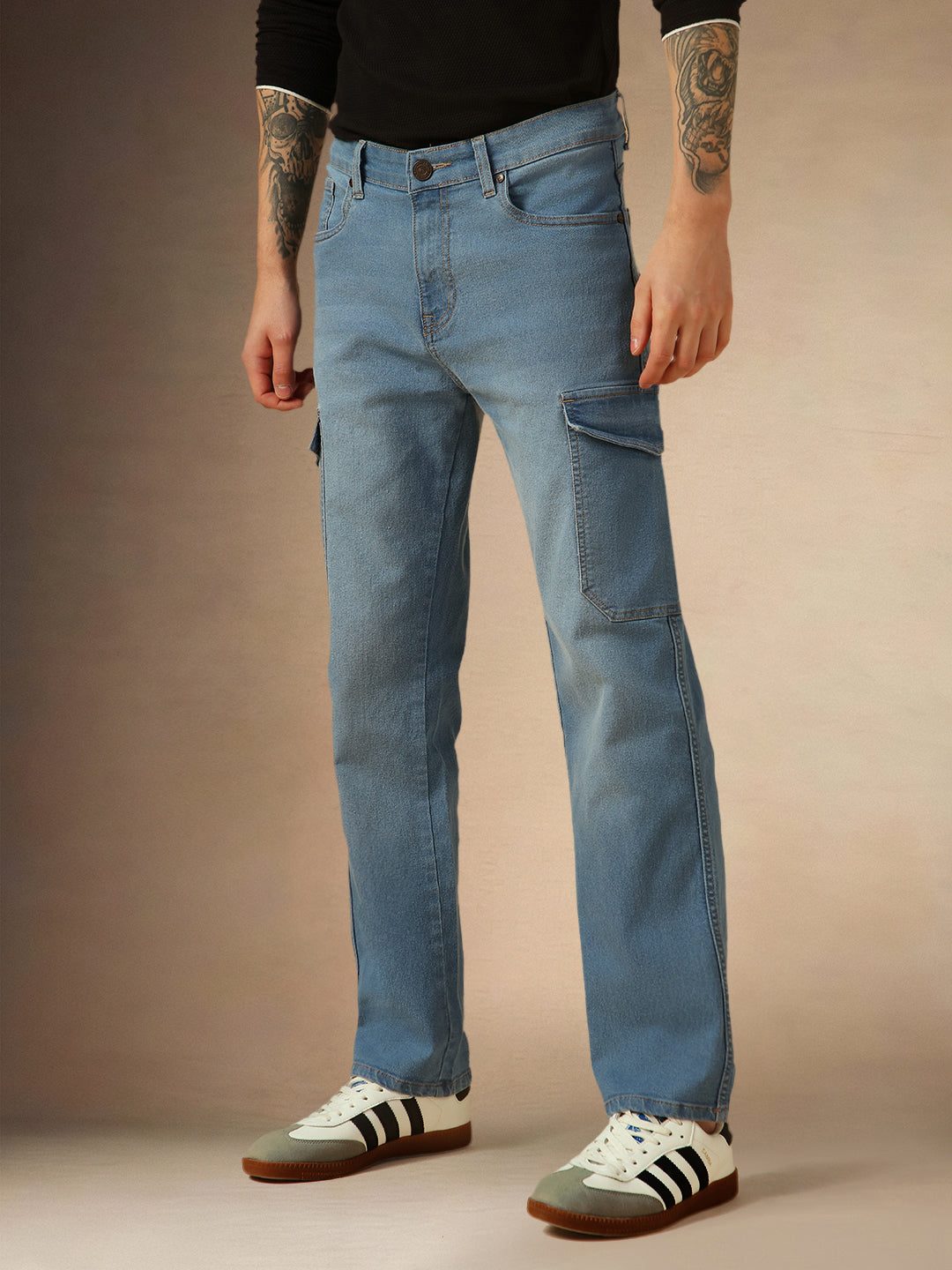 Men's Indigo Relaxed Fit Stretchable Jeans