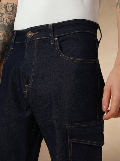 Men's Indigo Washed Mid rise Relaxed Fit Jeans