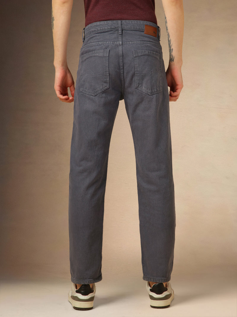 Men's Grey Cotton Relaxed Fit Mid-Rise Casual Jeans