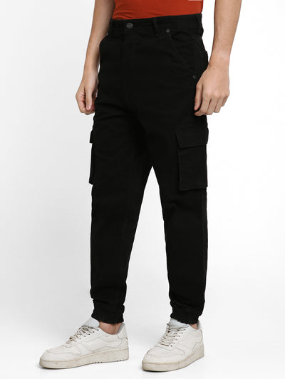 Men's Cargo Jogger Fit  Rinse Black Stretchable Jeans