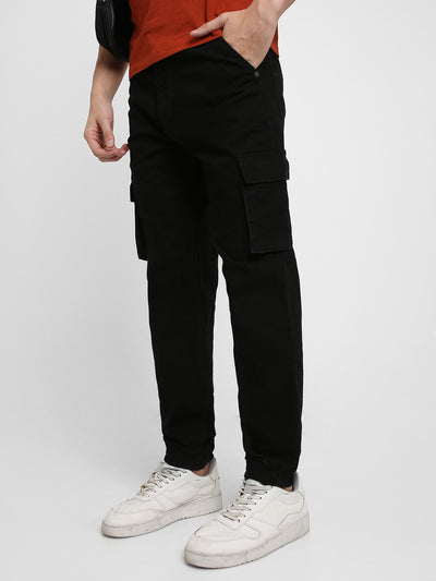 Men's Cargo Jogger Fit  Rinse Black Stretchable Jeans