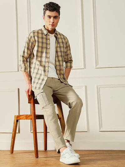 Men's Khaki Relaxed Fit Cargo Jeans