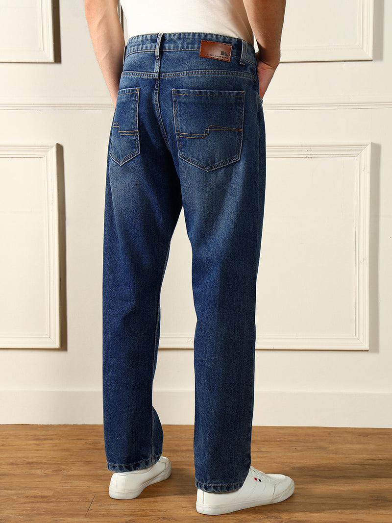 Men's Dark Blue Relaxed Fit Light Fade Jeans