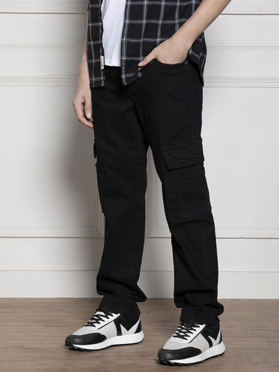 Men's Black Relaxed Fit Stretchable Jeans