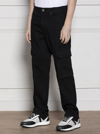 Men's Black Relaxed Fit Stretchable Jeans