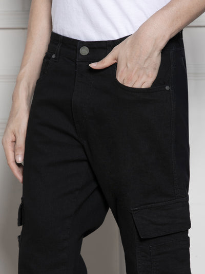 Men's Black Relaxed Fit Stretchable Jeans