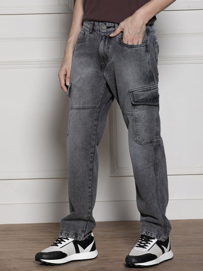 Men's Light grey Relaxed Fit Heavy Fade Jeans