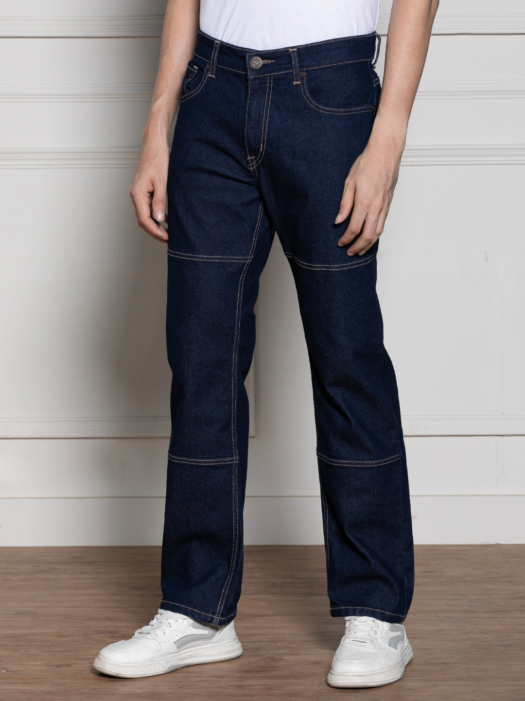 Men's Dark Blue Relaxed Fit Stretchable Jeans