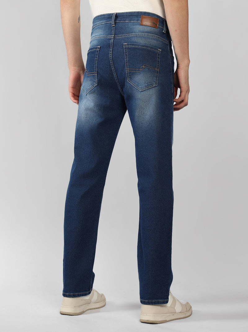 Men's Blue Solid Relaxed Fit Stretchable Jeans