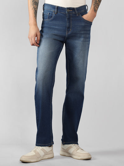 Men's Blue Solid Relaxed Fit Stretchable Jeans