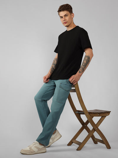 Men's Indigo Solid Relaxed Fit Stretchable Jeans