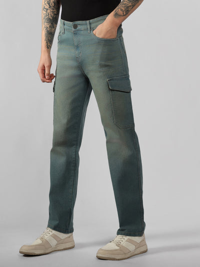 Men's Indigo Solid Relaxed Fit Stretchable Jeans