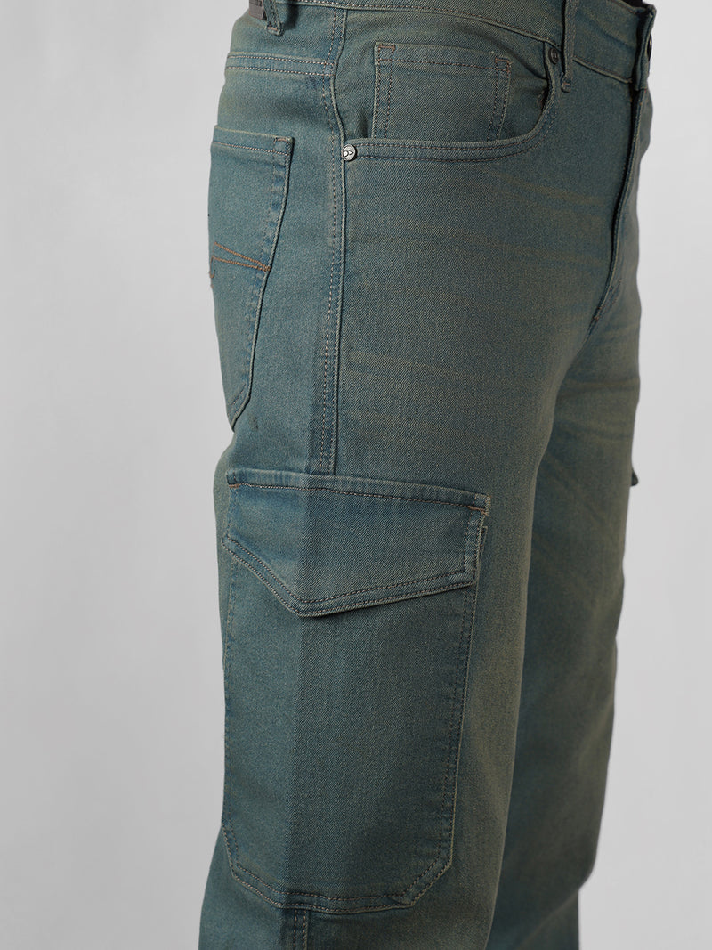 Men's Indigo Solid Relaxed Fit Stretchable Jeans