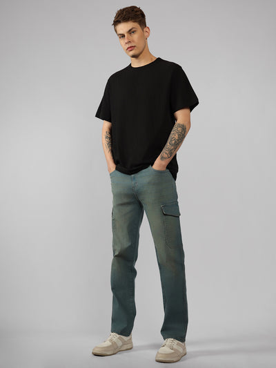 Men's Indigo Solid Relaxed Fit Stretchable Jeans