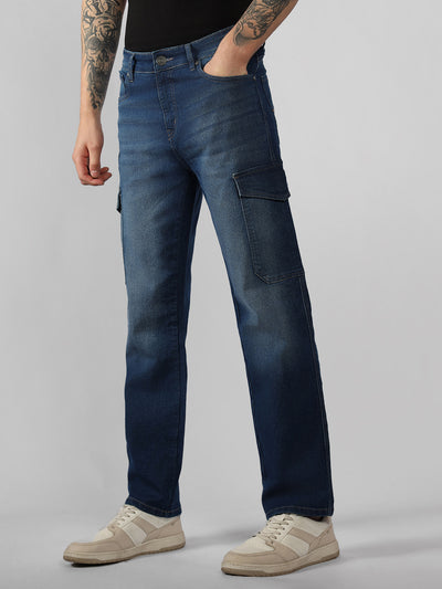 Men's Blue Solid Relaxed Fit Stretchable Jeans