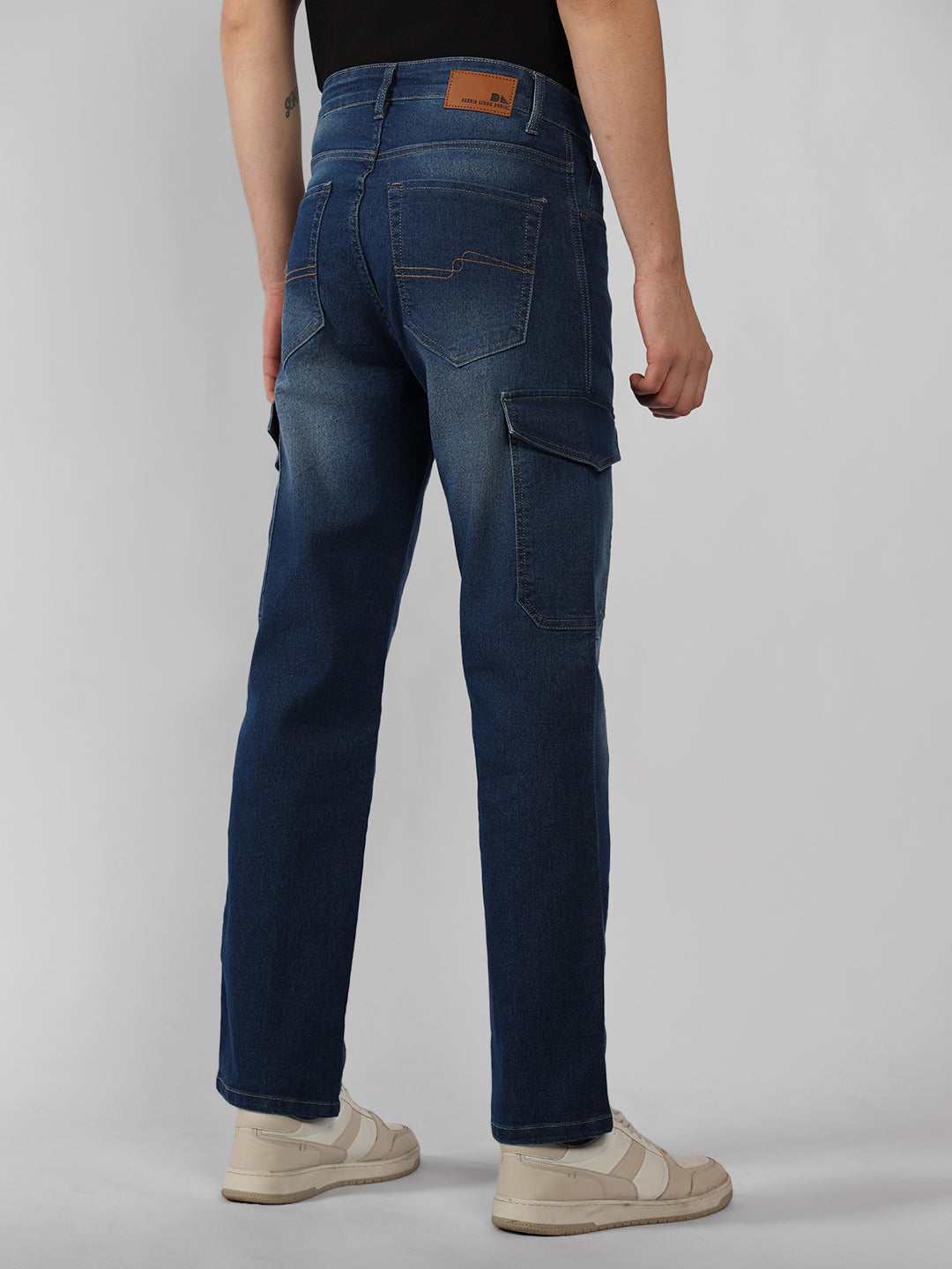 Men's Blue Solid Relaxed Fit Stretchable Jeans