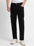 Men's Cargo Straight fit Rinse Black Stretchable Jeans