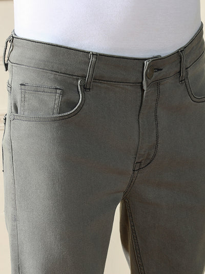 Men's Slim Washed Light Grey Stretchable Jeans