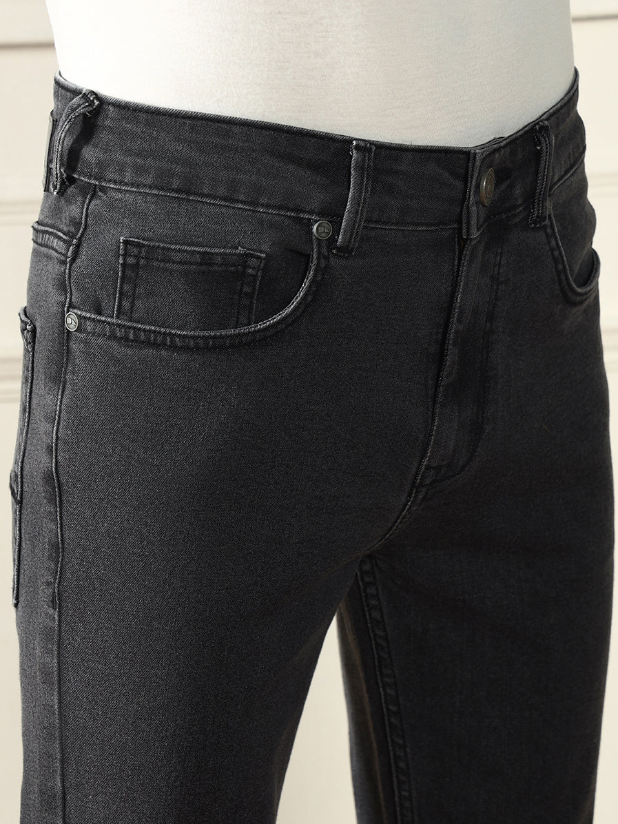 Men's Boot Cut Washed Grey Stretchable Jeans