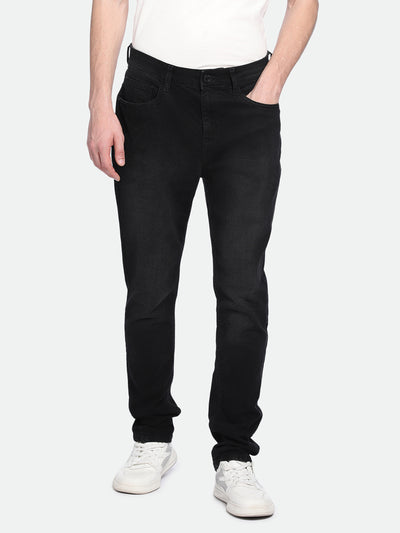 Men's Slim Tapered Solid Black Jeans