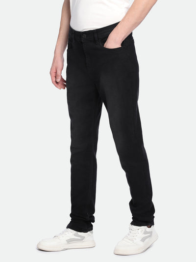 Men's Slim Tapered Solid Black Jeans