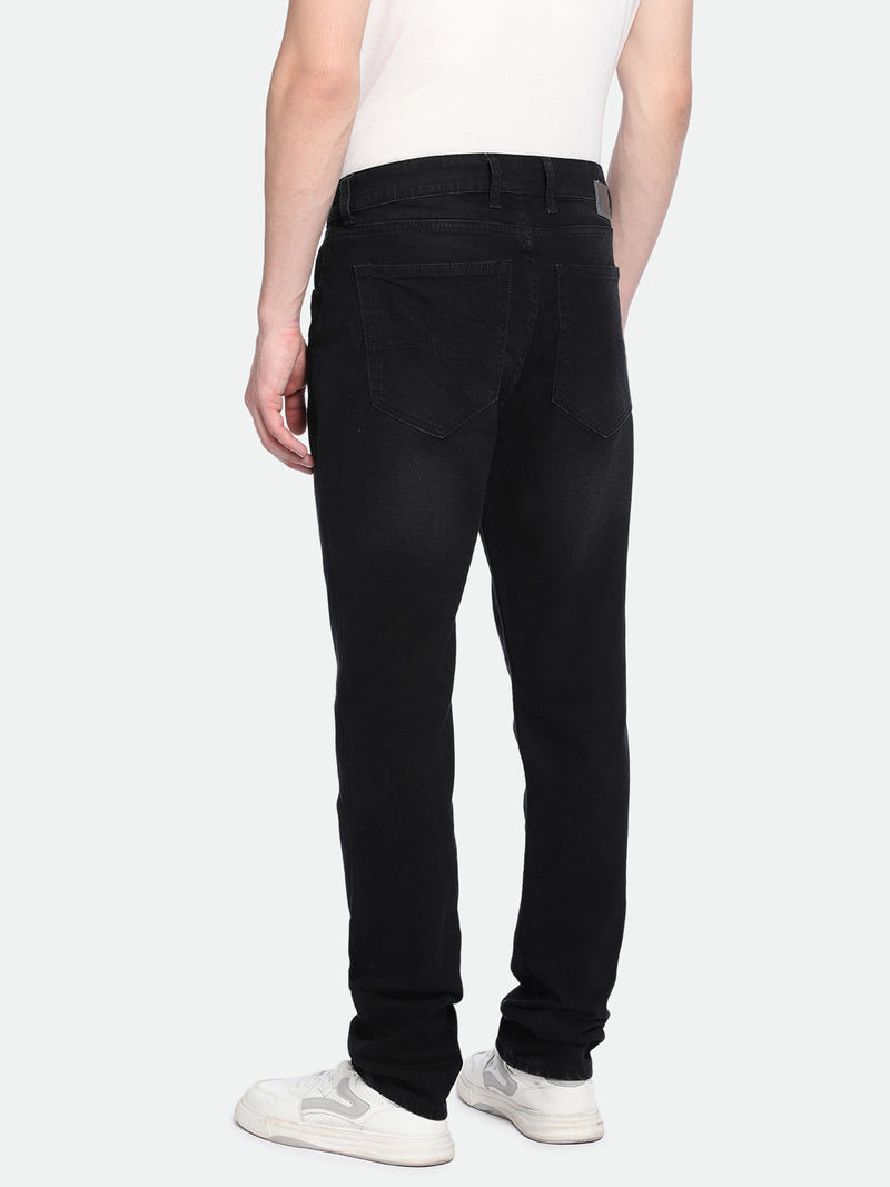 Men's Slim Tapered Solid Black Jeans