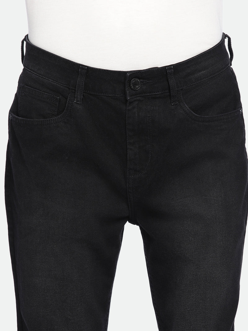 Men's Slim Tapered Solid Black Jeans