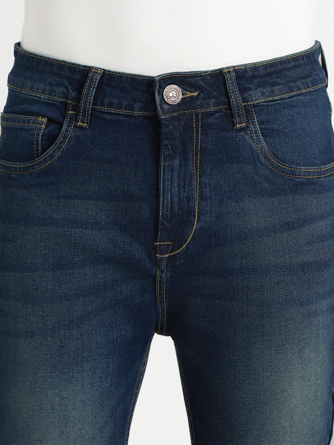 Dennis Lingo Men's Slim fit Mid Rise Dark Blue Stretchable Jeans