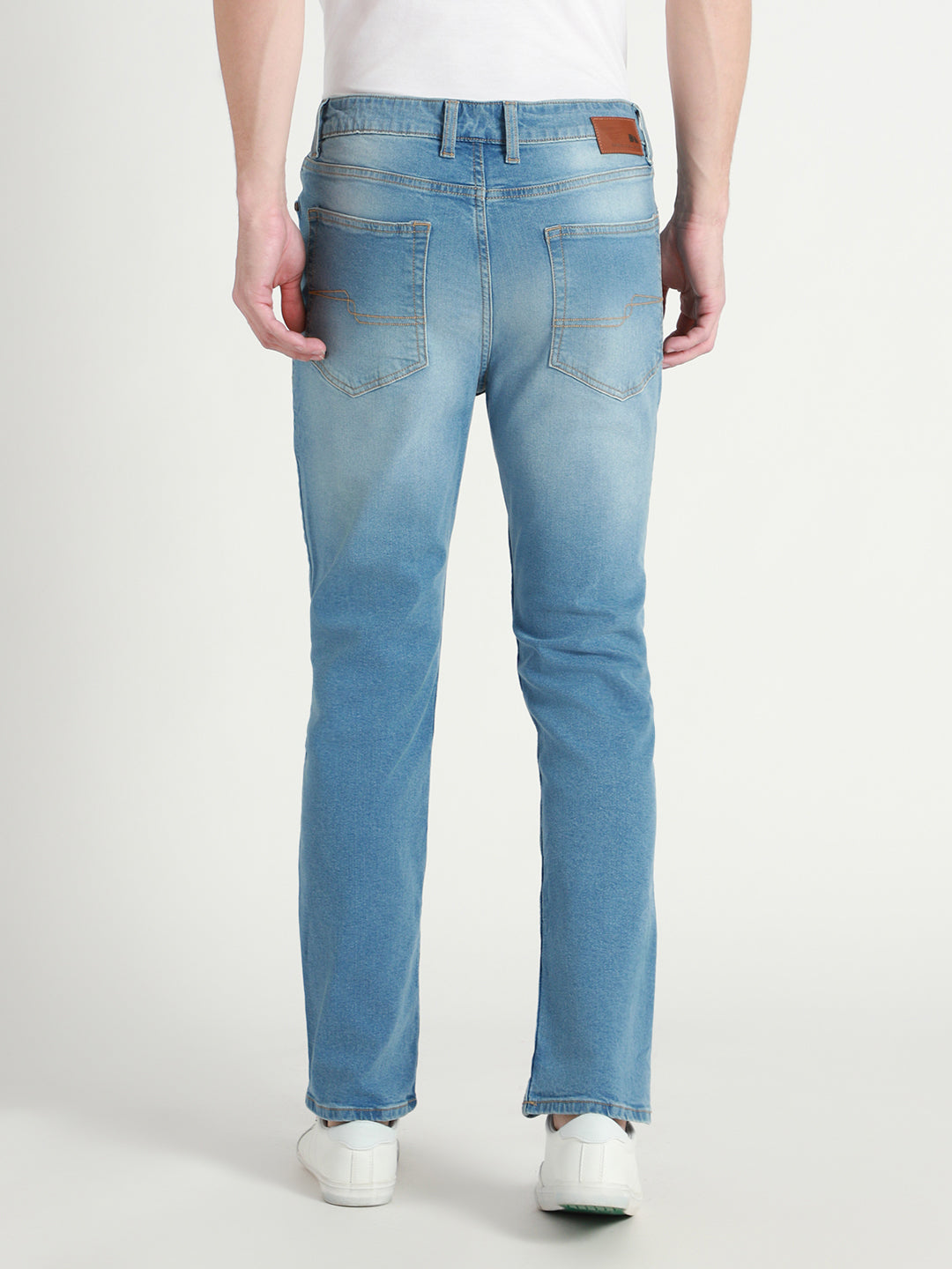 Men's Straight Fit Mid Blue Stretchable Jeans