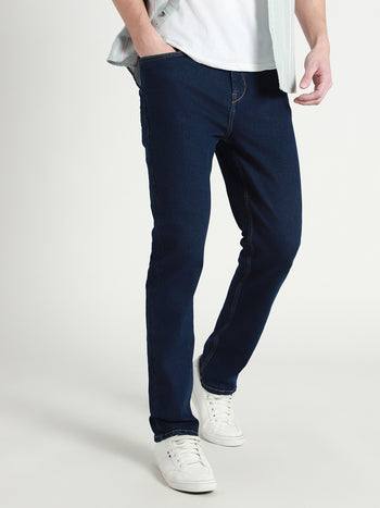 Men's Dark Blue Solid Slim fit Stretchable Jeans