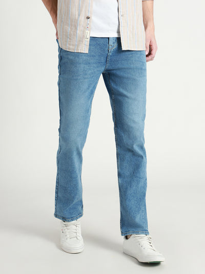 Men's Mid Blue Straight Fit Stretchable Jeans