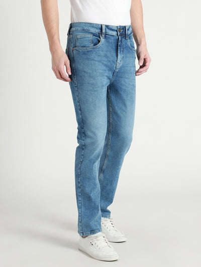 Men's Mid Blue Straight Fit Stretchable Jeans