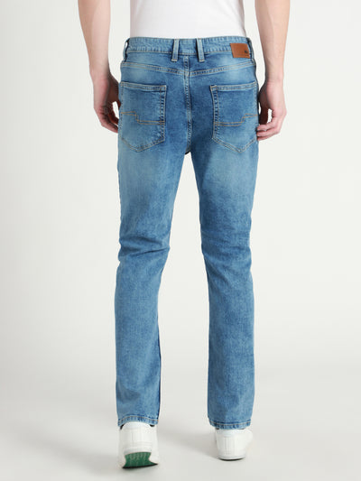 Men's Mid Blue Straight Fit Stretchable Jeans