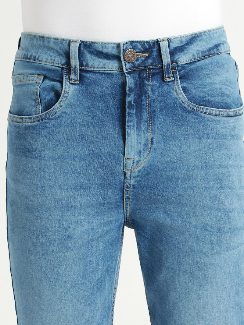 Men's Mid Blue Straight Fit Stretchable Jeans