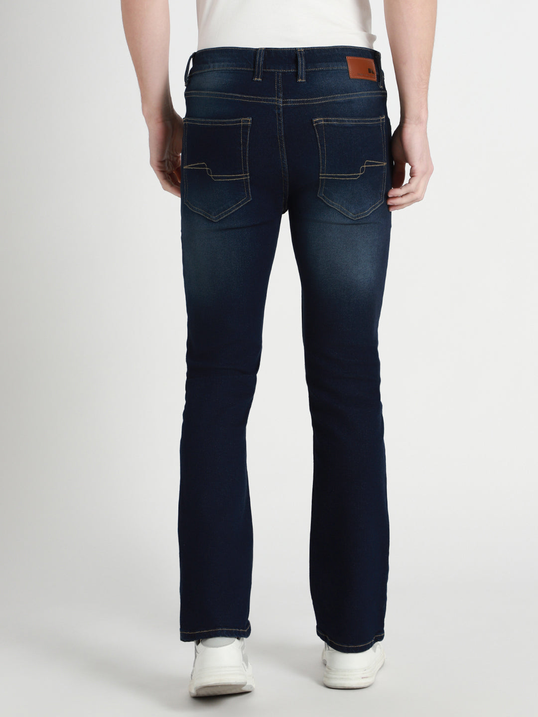 Men's Dark Blue Bootcut Stretchable Jeans