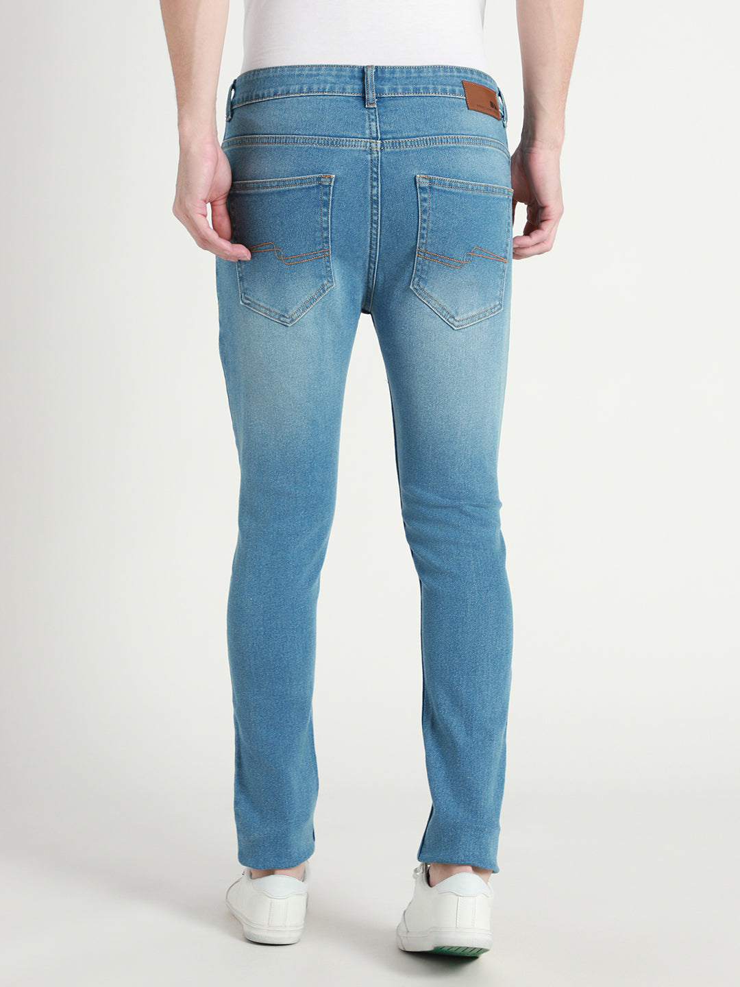 Men's Slim Fit Washed Light Blue Stretchable Jeans